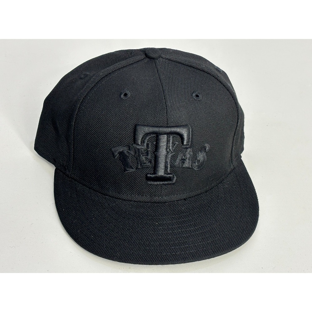 "TETAS" Rangers New Era 59FIFTY Baseball Hat Cap Mens Black Genuine 7 1/4 Banned